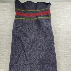Vintage Woolrich Blanket Throw 61" x 50" Blue Red Striped Wool Made in USA